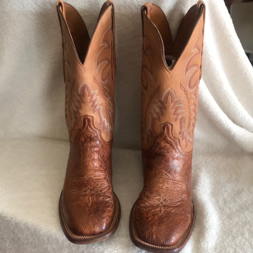 Lucchese Men’s Smooth Ostrich Cowboy Boots